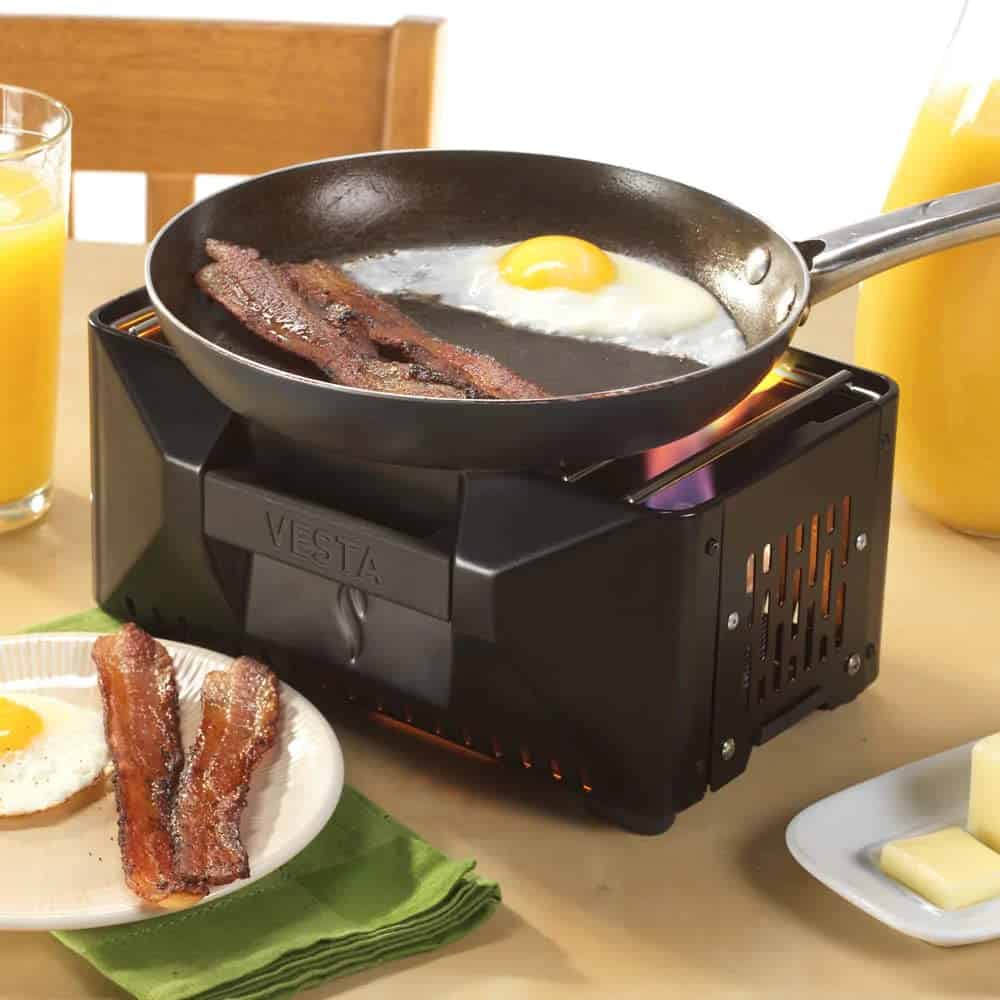 InstaFire VESTA Self-Powered Compact Heater & Stove, Indoor/Outdoor, Black, Camping/Emergency Use