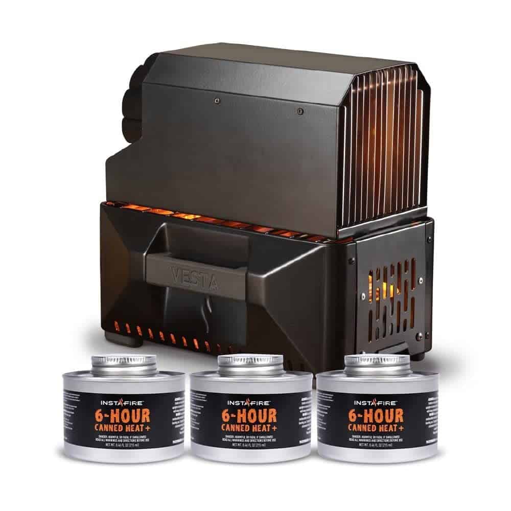 InstaFire VESTA Self-Powered Compact Heater & Stove, Indoor/Outdoor, Black, Camping/Emergency Use