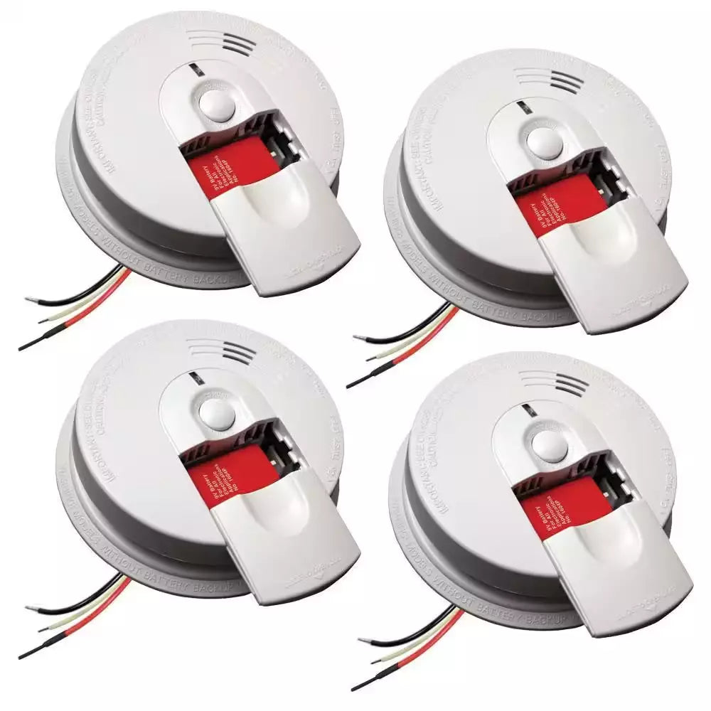 Kidde Firex i4618 4-Pack Hardwired Ionization Smoke Detectors with Battery Backup