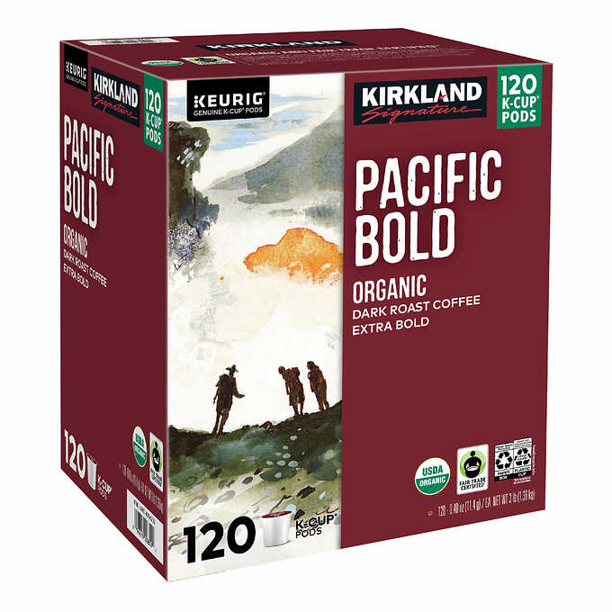 Kirkland Signature Organic Pacific Bold Dark Roast Coffee K-Cup Pods, 120-Count
