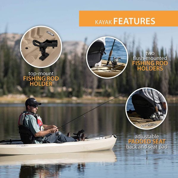 Lifetime Tamarack Angler 100 Fishing Kayak 10ft 2-Pack with Paddles - UV-Protected HDPE, Adjustable Seat, Rod Holders, Tan