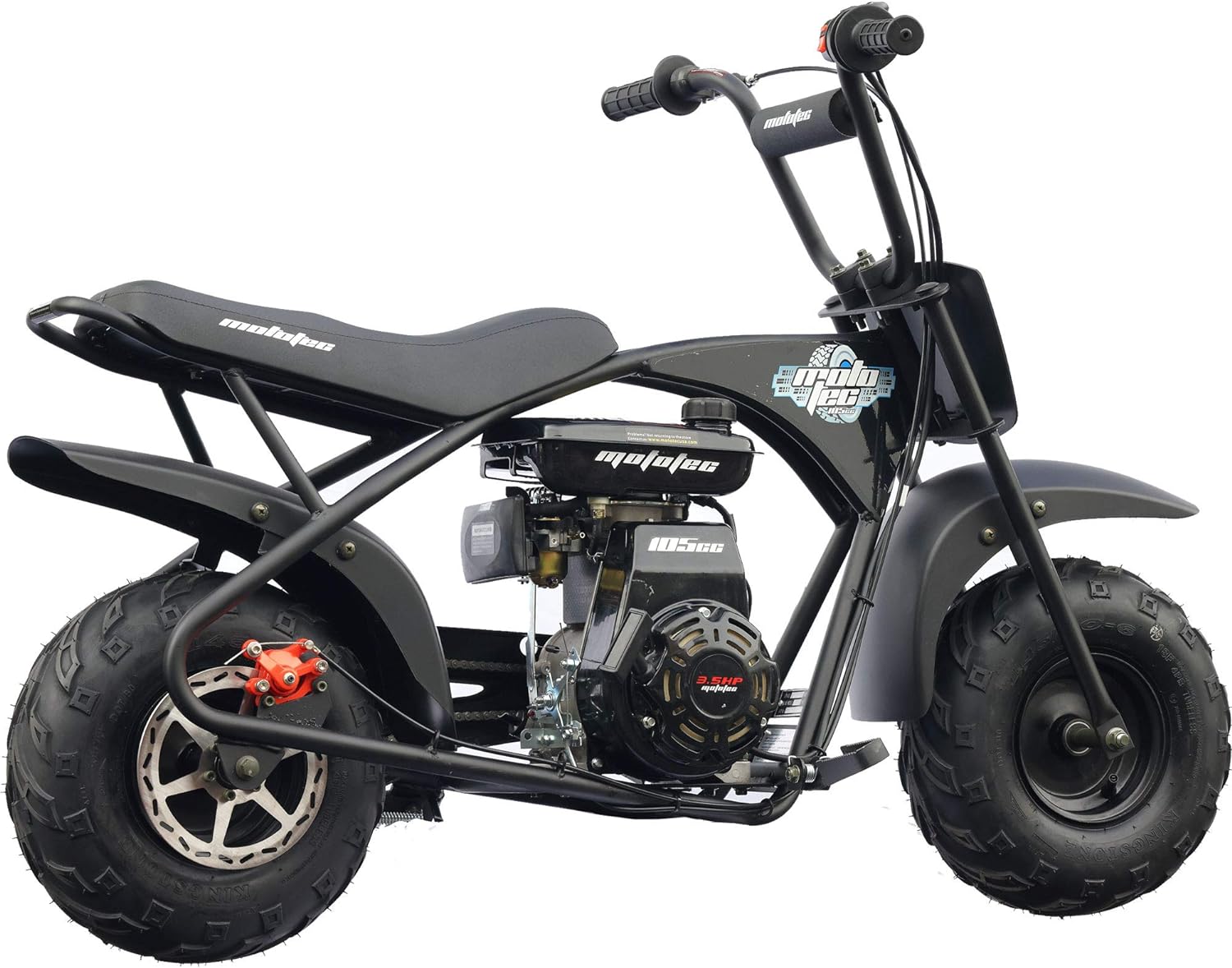 MotoTec 105CC 3.5HP Mini Bike, Black, Alloy Steel, 23mph Speed, Indoor Use, Distance Monitor, 185lbs Capacity