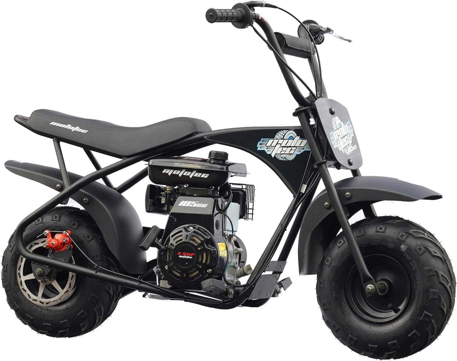 MotoTec 105CC 3.5HP Mini Bike, Black, Alloy Steel, 23mph Speed, Indoor Use, Distance Monitor, 185lbs Capacity