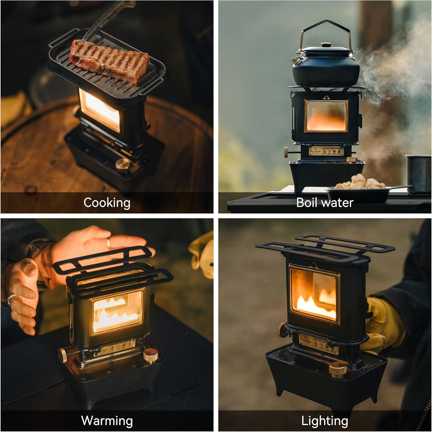 Thous Winds Fire Dance Oil Lantern, Stainless Steel, Retro Silver, Outdoor Cooking & Lighting