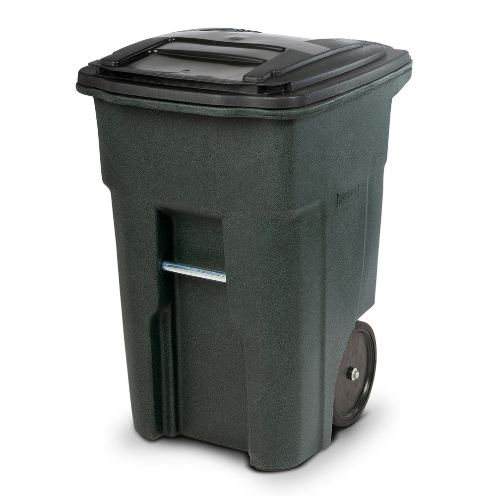 Toter 48 Gallon Green Trash Can with Quiet Wheels and Lid for Curbside Collection