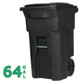 Toter 64 Gallon Black Outdoor Trash Can with Wheels & Lid - Durable, Recyclable, Seamless Design