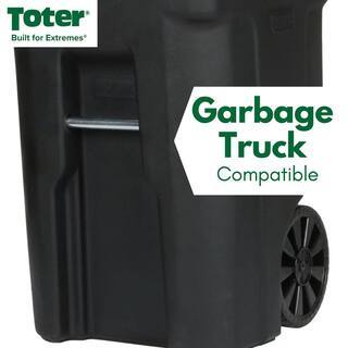 Toter 64 Gallon Black Outdoor Trash Can with Wheels & Lid - Durable, Recyclable, Seamless Design