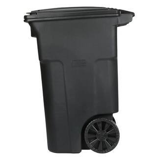 Toter 64 Gallon Black Outdoor Trash Can with Wheels & Lid - Durable, Recyclable, Seamless Design