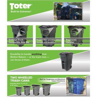Toter 64 Gallon Black Outdoor Trash Can with Wheels & Lid - Durable, Recyclable, Seamless Design