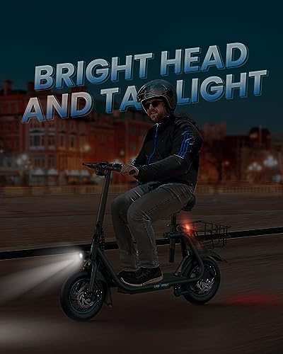 URBANMAX C1 Electric Scooter with Seat, 450W Motor, 22 Mile Range, 12" Tires, Foldable, Black, Adult