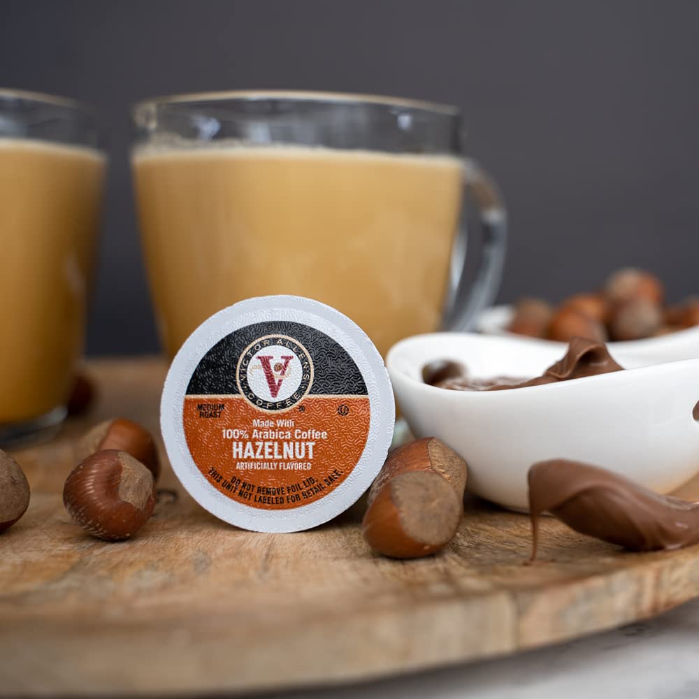 Victor Allen's Hazelnut Blend Medium Roast Coffee, 80 K-Cup Pods, Flavored Arabica, Compatible with Keurig Brewers