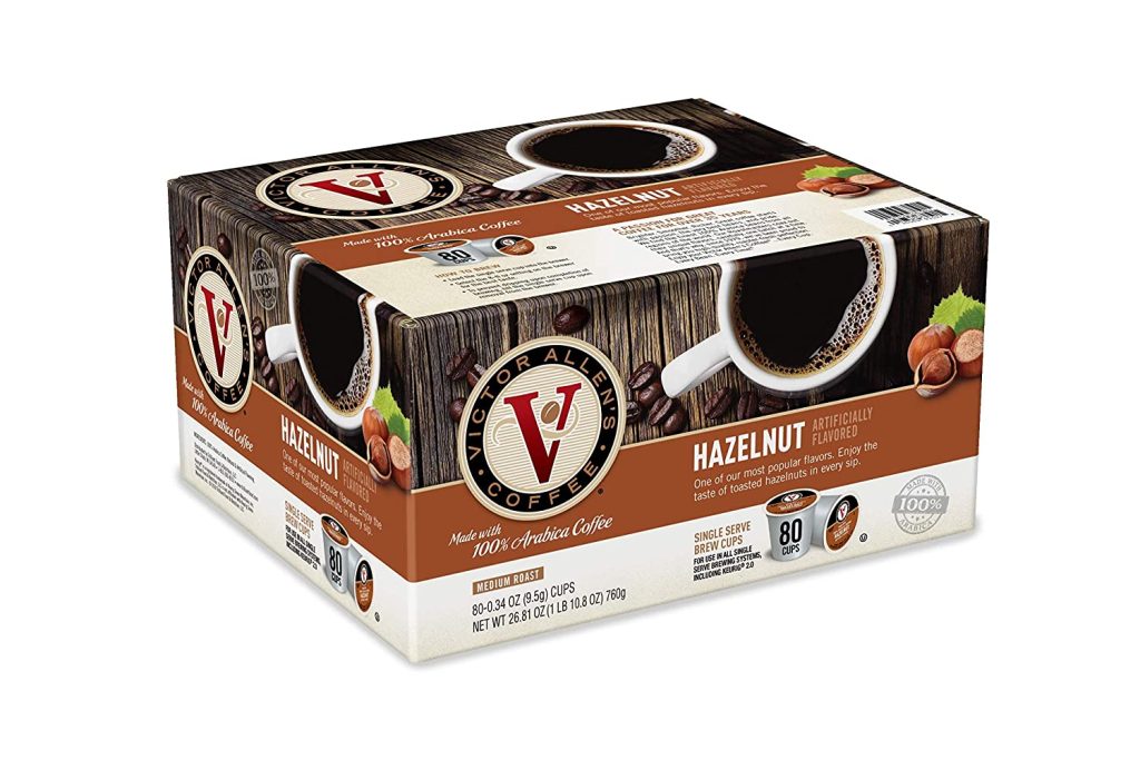 Victor Allen's Hazelnut Blend Medium Roast Coffee, 80 K-Cup Pods, Flavored Arabica, Compatible with Keurig Brewers