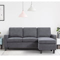 Walsunny Convertible Sectional Sofa, L-Shaped Linen Couch with Reversible Ottoman for Small Spaces