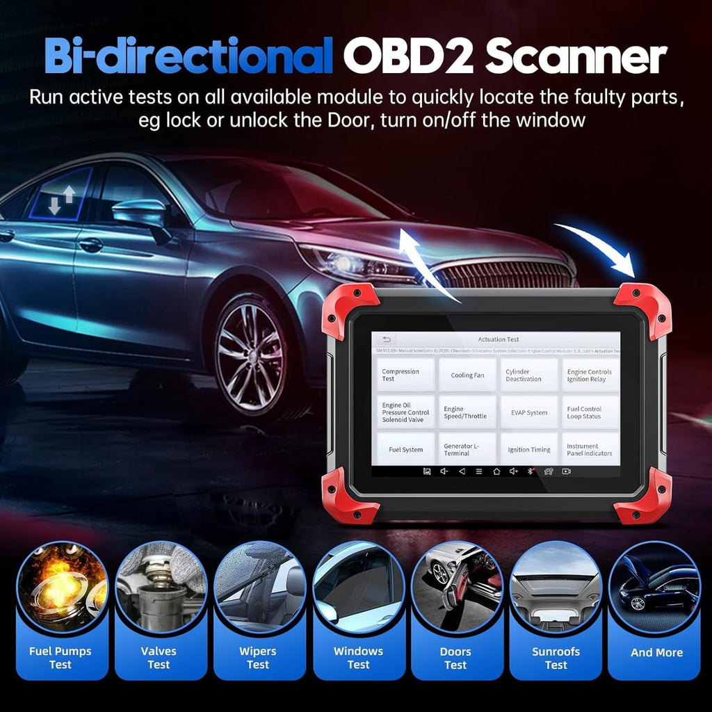 XTOOL D7 Automotive OBD2 Scanner, Bidirectional, ECU Coding, 36+ Resets, Android 10, 3-Year Updates, All System Diagnostics