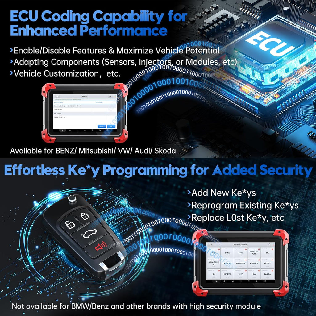 XTOOL D7 Automotive OBD2 Scanner, Bidirectional, ECU Coding, 36+ Resets, Android 10, 3-Year Updates, All System Diagnostics