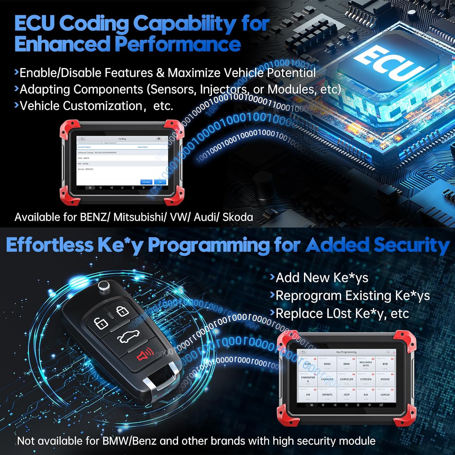 XTOOL D7 Automotive OBD2 Scanner, Bidirectional, ECU Coding, 36+ Resets, Android 10, 3-Year Updates, All System Diagnostics