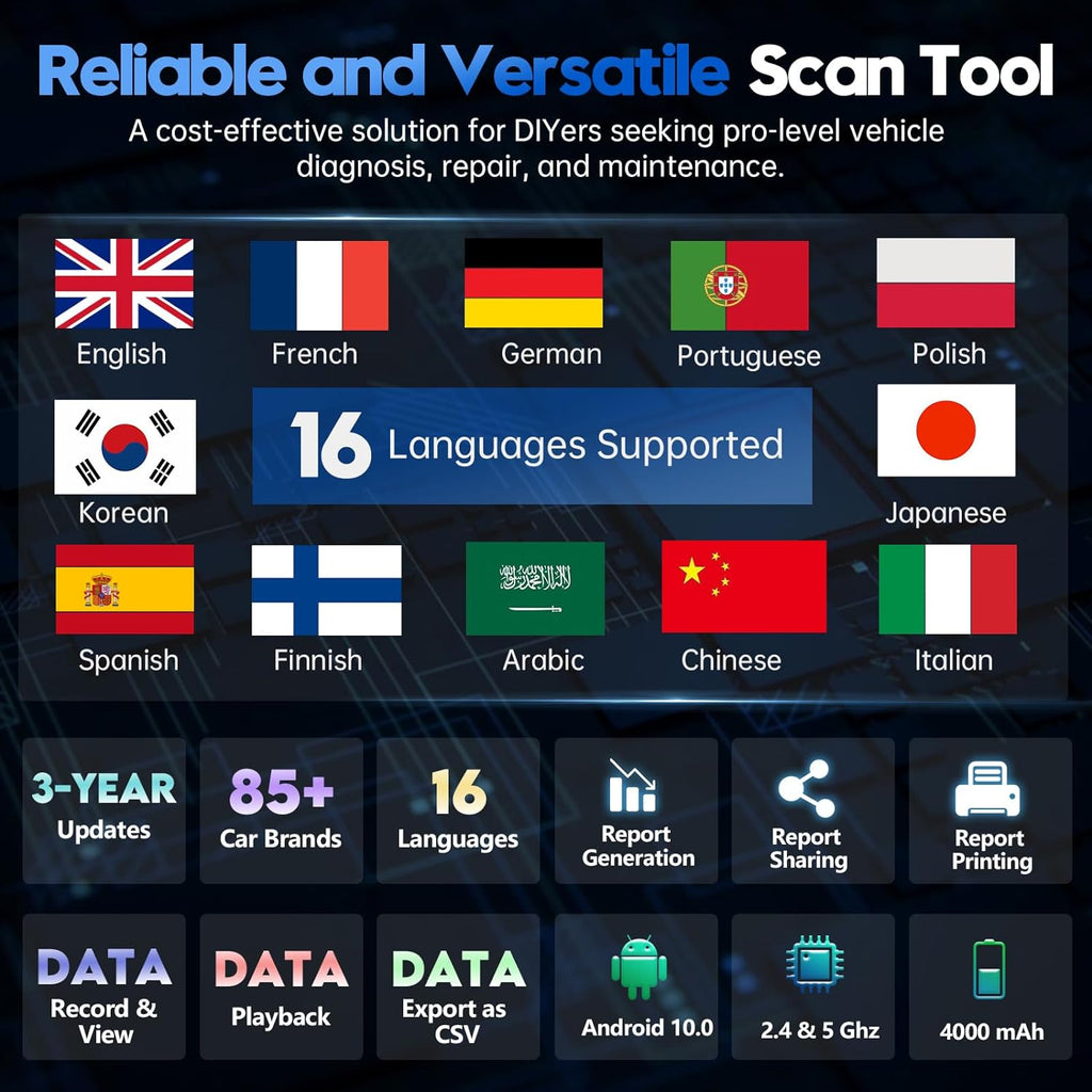 XTOOL D7 Automotive OBD2 Scanner, Bidirectional, ECU Coding, 36+ Resets, Android 10, 3-Year Updates, All System Diagnostics